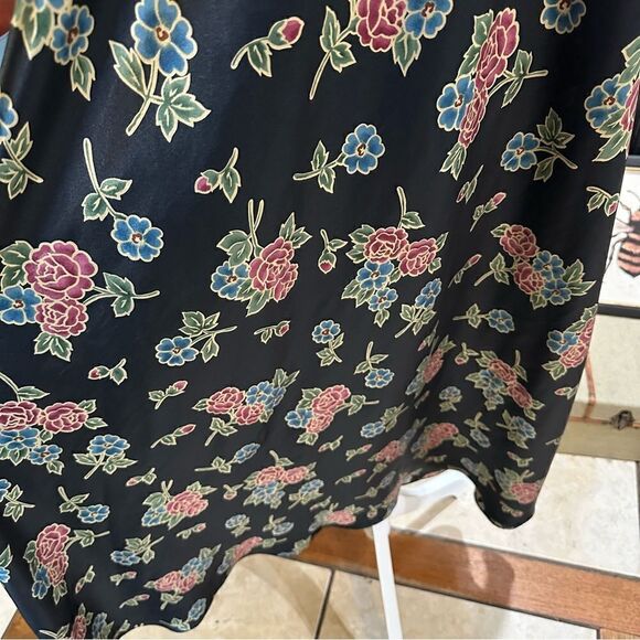 Go Softly Black Metallic Rose Vintage Robe and Nightgown Size Large - Picture 4 of 14